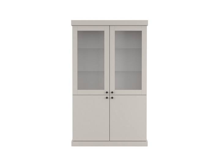 Deine Möbel 24 Vitrine FARO 4D 123 cm breit, 4-türig (1 St., FARO - Kollektion) 10 Ablageböden davon 4 Glasböden, Metallgriffe, Kaschmir/Schwarz