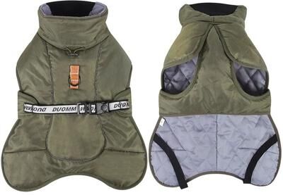 Uplifted Goods Winter Windproof Big Dog Jacket For Warmth And Outdoor Protection dark Green 2xl