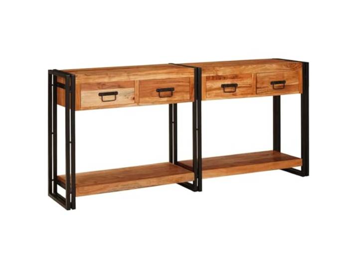 smnyxs Konsolentisch mit Schublade, 2 Stück, Braun, massives Akazienholz, Robustes Massivholz, geräumige Platte, integrierte Aufbewahrung, vielseitiges rustikales Design, einfache Montage
