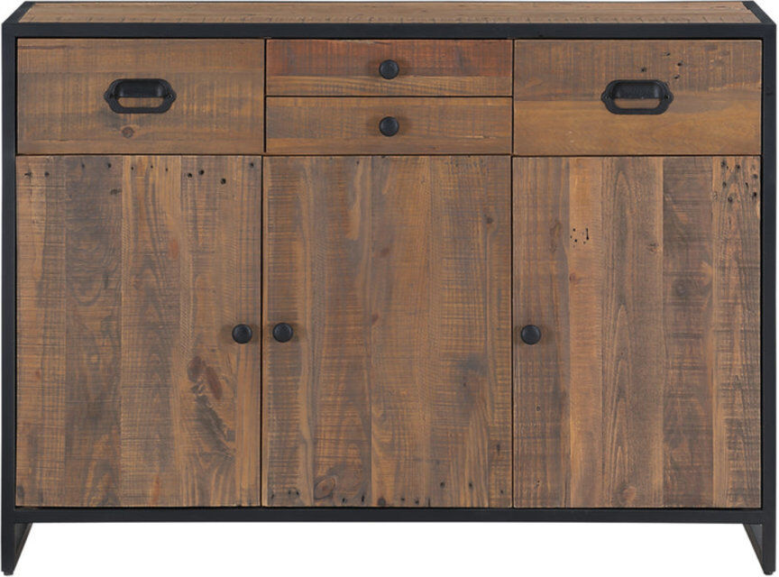 Rio Alvern 112 cm W Pine Solid Wood and Steel Server Brown 80cm H X 112cm W X 35cm D