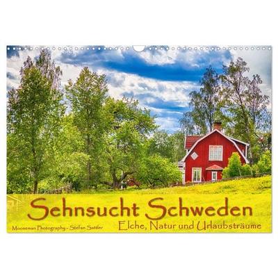 Sehnsucht Schweden - Elche, Natur und Urlaubsträume (Wandkalender 2026 DIN A3 quer), CALVENDO Monatskalender