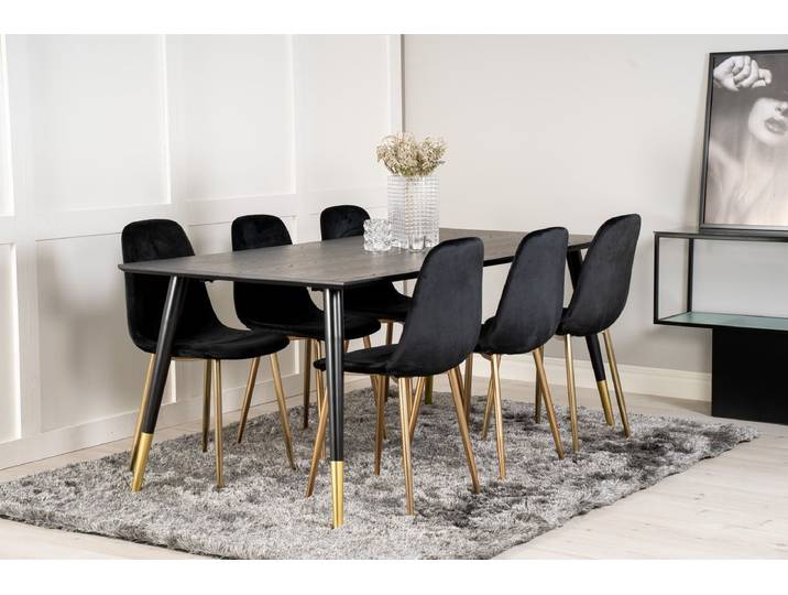 Esstisch Zayen - stilvoll, modern und zeitlos - Schwarz-Gold - 180x90 - Luxusbetten24