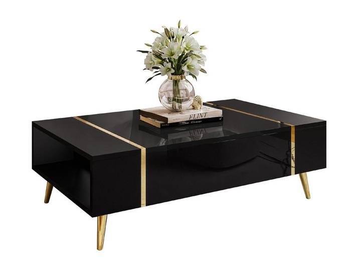 yourhouse24 Couchtisch ONYX auf goldenen Beinen Hochglanz