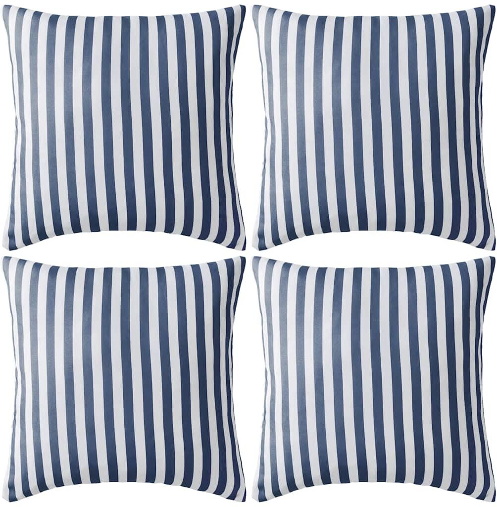 vidaXL Oreiller d'extérieur lot de 4 Impression rayure 45 x 45 cm Bleu