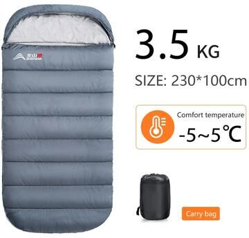 Uplifted Finds Large 3 Season Camping Sleeping Bag Wide Long Size For Adults gray 3.5 Kg