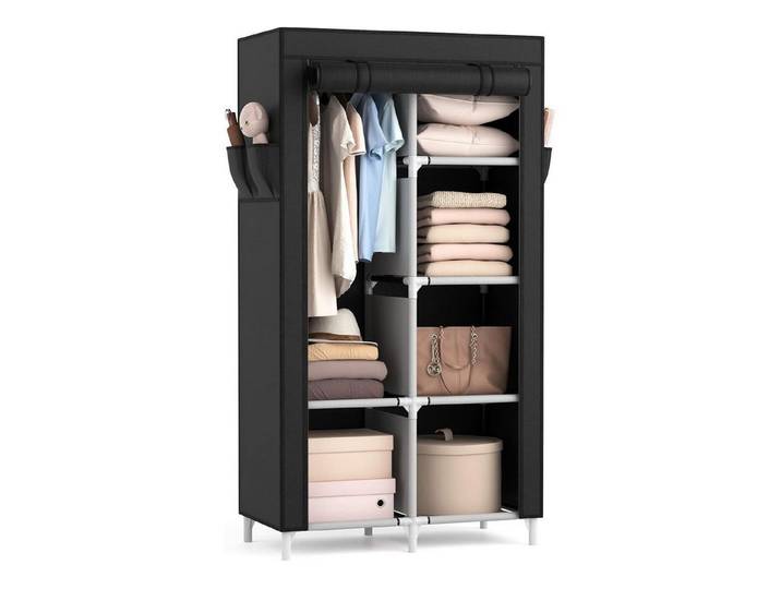 LuxusKollektion Stoffschrank Kleiderschrank Stoff Schwarz 84x42x162cm (1-St)