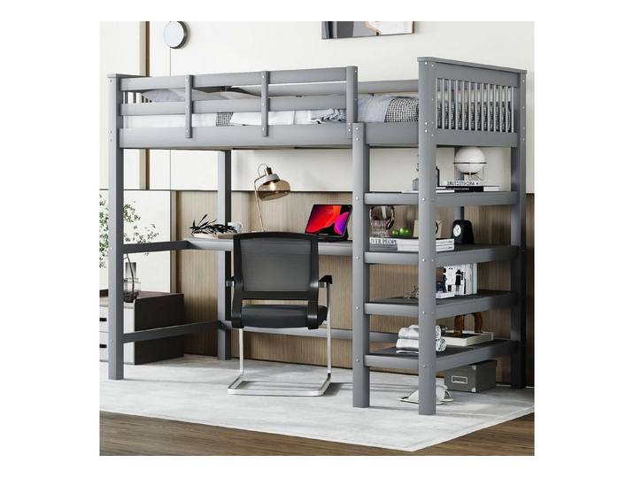 LuxusKollektion Hochbett Hochbett 90x200 mit Schreibtisch (1-St)