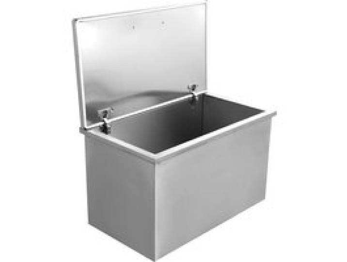 Congélateur coffre 122 L glacière encastrable en inox Bac à glace avec couvercle à charnière et bonde de vidange 71x40x43cm