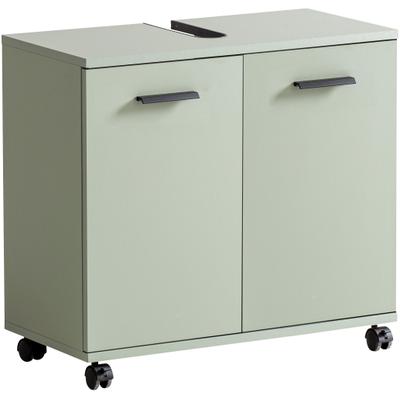 Waschbeckenunterschrank WELLTIME "Palermo, Breite 59 cm", grün (pistazie), B:59,8cm H:63,4cm T:32,6cm, FSC-zertifizierter Holzwerkstoff, Schränke, Waschbeckenunterschrank, Metallbeschläge, Siphonausschnitt