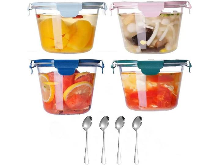 FELIXLEO Frischhaltedose 800ml Glasbehälter mit Deckel, 4er Meal Prep Boxen Gläser Vorratsdosen, (1-tlg)