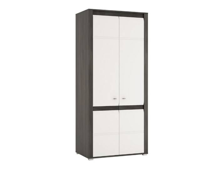 Feldmann-Wohnen Drehtürenschrank Sevilla (chromglänzende Füße, Chromgriffe, 1-St., 2 Drehtüren, 1 Kleiderstange, 2 Einlegeböden) 90x58x205cm schwarzkiefer / weiß hg