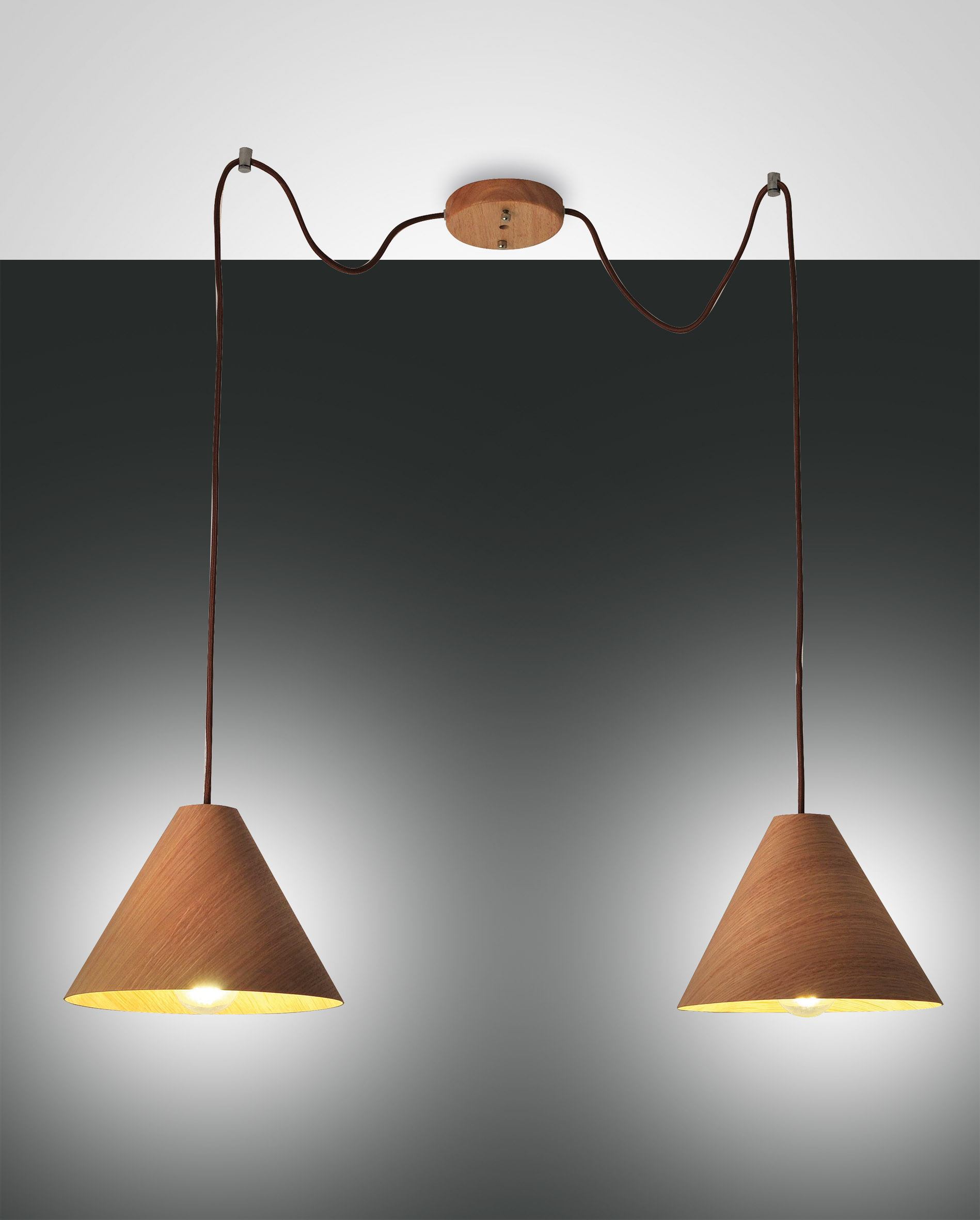 Fabas Luce 2er-Pendelleuchte ESINO Walnuss 3630-46-130 8019282518983