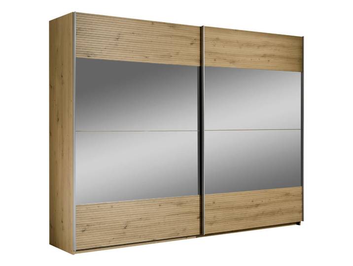 Ti'me Schwebetürenschrank, Eiche Artisan, Glas, Holzwerkstoff, 3 Fächer, 270x210x60 cm, Beimöbel erhältlich, umfangreiches Zubehör erhältlich, Schlafzimmer, Komplette Schlafzimmer und Serien, Schlafzimmerserie