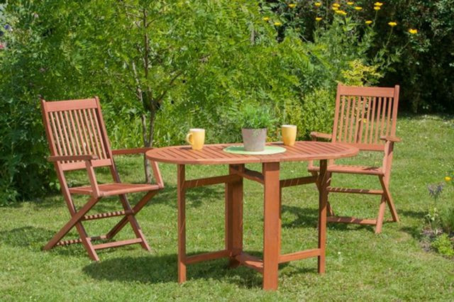 MERXXHANDELS Rio Set 3tlg 2 Sessel Tisch oval 120x60cm Eukalyptus 09223823