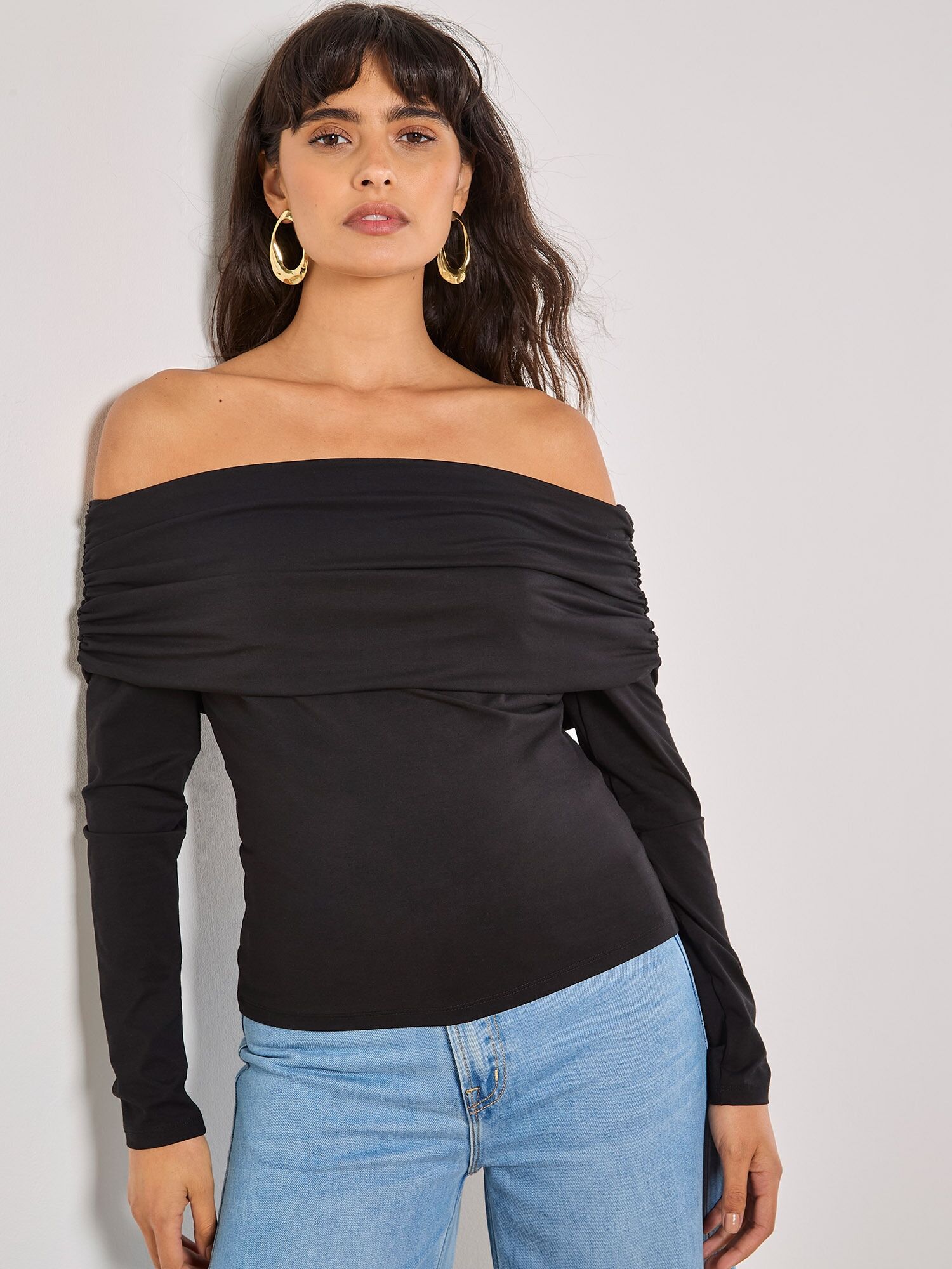 Langarmshirt APRICOT "Langärmeliges Top", Damen, Gr. L (40), schwarz, Obermaterial: 50% Modal CMD. 46% Baumwolle CO. 4% Elasthan EL., unifarben, Tops Langarmshirt