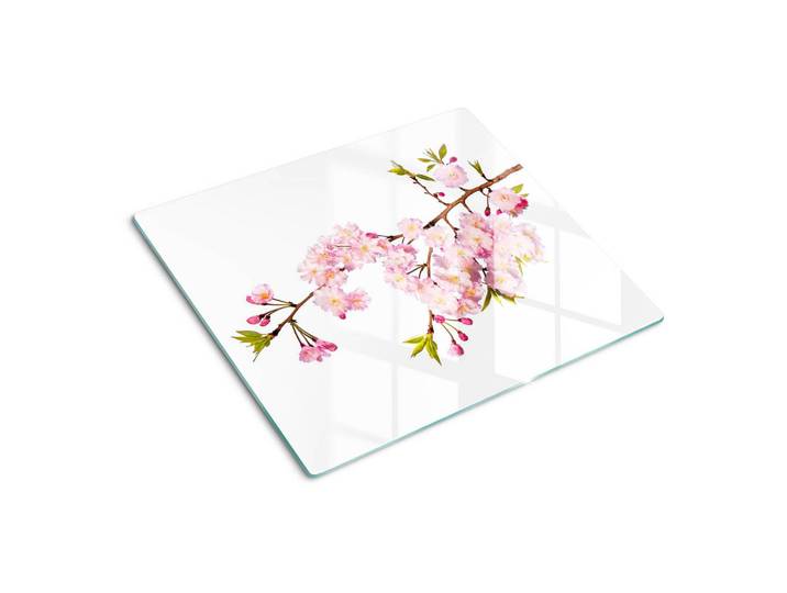 Tulup Glasplatte 60x52 cm Dornbusch, Pink, Glas, 60x0.4x52 cm, Küchen, Küchenelektrogeräte, Herde, Herdabdeckplatten