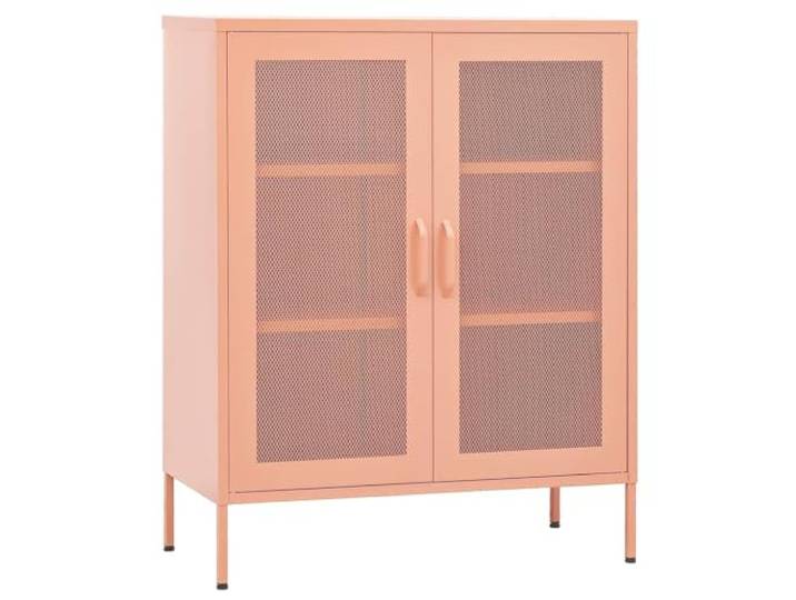 Makastle Lagerschrank Rosa 80x35x101,5 cm Stahl mit Gittertüren und Einlegeböden