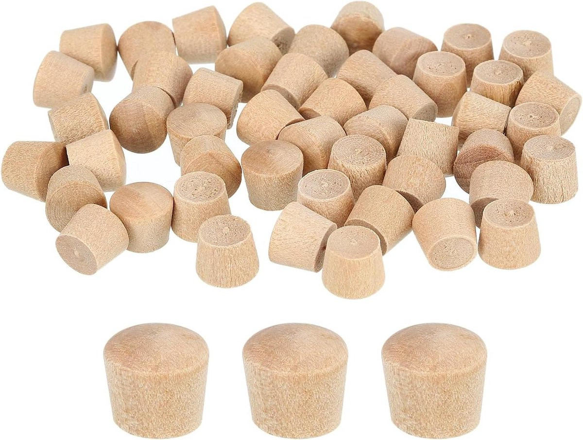 Houten Schroefdoppen voor Meubelafwerking - Glad Lotus Hout - Lichtbruin - 60 Stuks