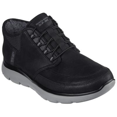 Slip-On Sneaker SKECHERS "SUMMITS", Herren, Gr. 43, schwarz, Textil, Schuhe, Schnürboots, Mid Cut Sneaker mit Hands Free Slip-Ins™