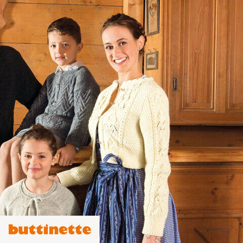 Strickanleitung – Spenzer-Jäckchen mit Kirschmuster aus Woll Butt Tirol