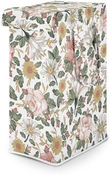 Sweet Jojo Designs Blush Pink Yellow Vintage Floral Boho Girl Foldable Laundry Hamper with Handles Bohemian Shabby Farmhouse