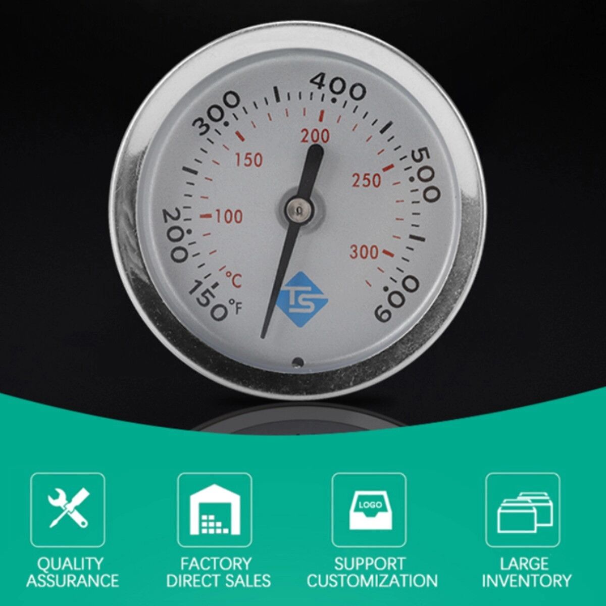 INF Thermomètre four et barbecue bimétallique en acier inoxydable - cadran à aiguille mécanique pour fumoir, four et chaudière