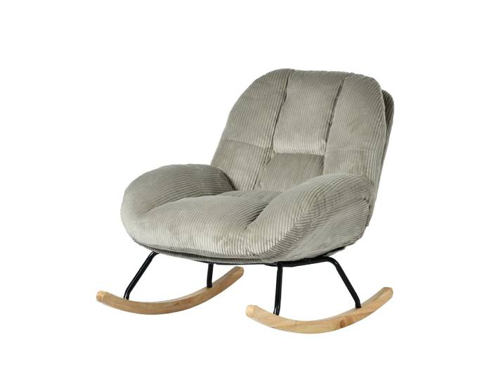 Chaise à bascule scandinave avec revêtement côtelé gris