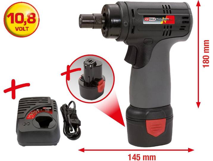 KS Tools Meuleuse sans fil haute performance\, 22 000 tr/min 10\,8V\, avec 1 batterie et 1 chargeur