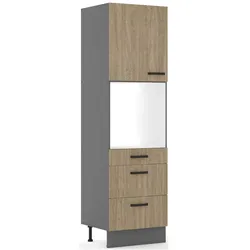 Küche SCANDI Hochschrank 60 cm Fischgrät Küchenzeile Küchenblock Einbauküche