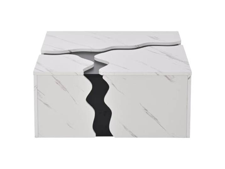 Couchtisch 70x70x31 cm Marmoroptik Schublade Wohnzimmertisch Spanplatte mit Marmoroptik, integrierte Schublade, 70 x 70 x 31 cm, weiß, für Wohnzimmer