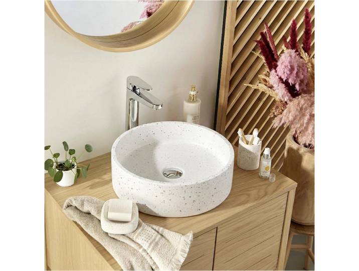 Vasque à poser ronde en terrazzo 38cm
