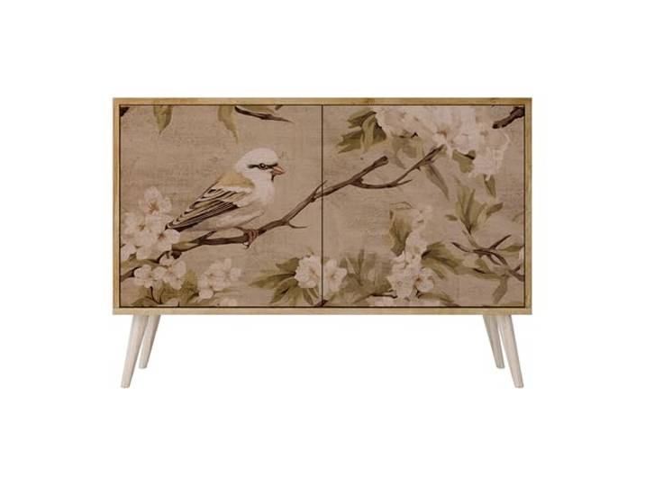 SPACEREBELS Moderne Kommode Mit 2 Türen 111x57,3x42 cm Kleiderschrank mit Mustern Komodenschrank Möbel TV Schrank Sideboard Flurkommode Wohnzimmer Mehrzweckschrank Flur Natur