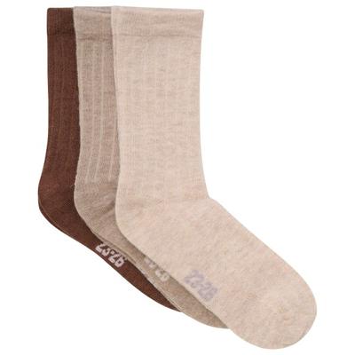 Minymo - Kid's Wool Socks Rib 3-Pack - Multifunktionssocken 15-18 | EU 15-18 beige