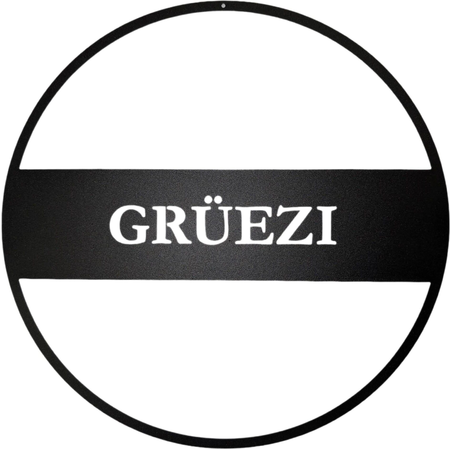 Wanddekoobjekt "CHALET Grüezi Ring Rund", schwarz, Metall, Wanddekoobjekte, Wanddekoobjekt schwarz Einheitsgröße