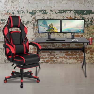 Flash Furniture Gaming Desk Set - Cup/Headset Holder/Reclining & Footrest