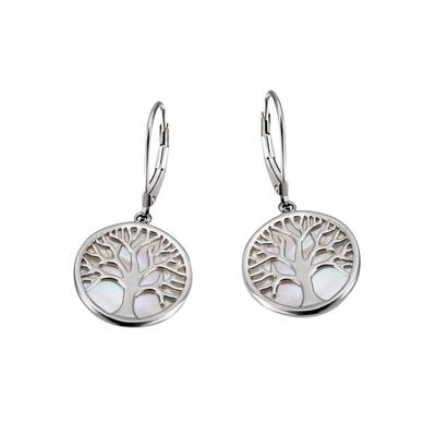 Paar Ohrhänger FIRETTI "Schmuck Geschenk Silber 925 Ohrschmuck Patentbrisur Baum", beige (silberfarben, perlmuttfarben), Ohrringe, Damen, Silber 925 (Sterlingsilber), mit Perlmutt
