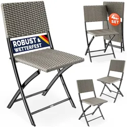 CASARIA® Polyrattan Klappstuhl 4er Set Creme leicht