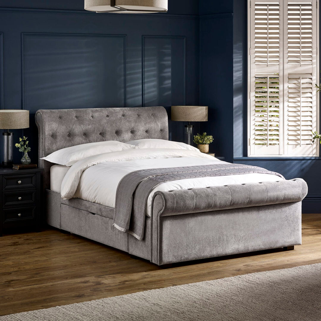 Three Posts Laurens Upholstered Storage Bed Grey Kingsize (5')