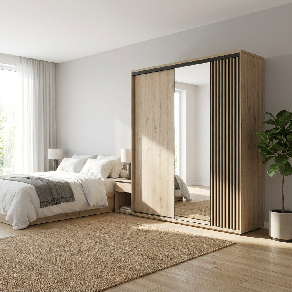 Jarstol CALI 2 Door Laminate Wardrobe Matte Black;Artisan 217cm H x 179cm W x 60cm D