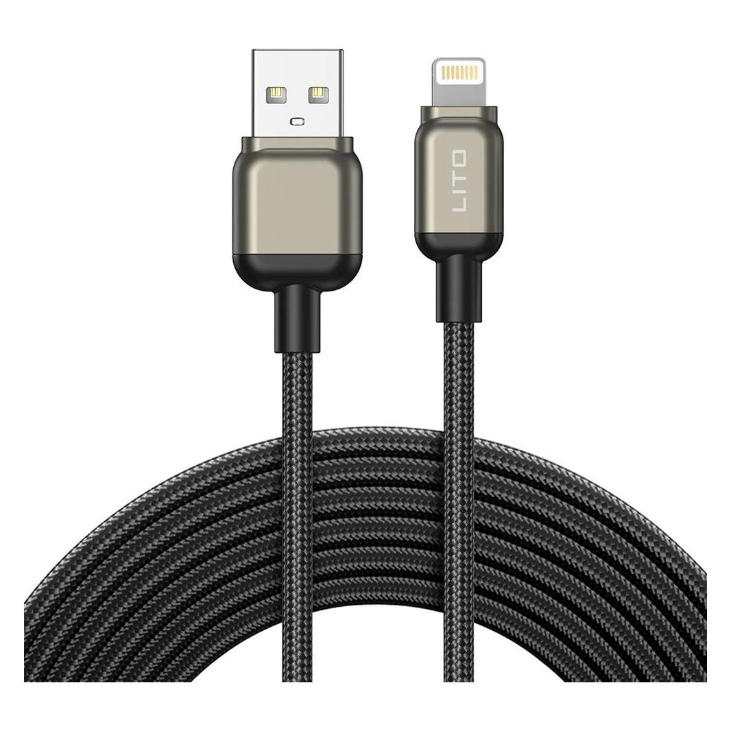 Lito - Data Cable (LD17) - USB to Lightning, Fast Charging, Braided Nylon - Black (1 m) (61003461)