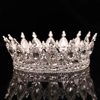Hochzeitskrone Brautkleid Kopfschmuck Geburtstag Erwachsene Zeremonie vielseitiges Strass-Haarband luxuriöse runde Krone Valentinstag Geschenk