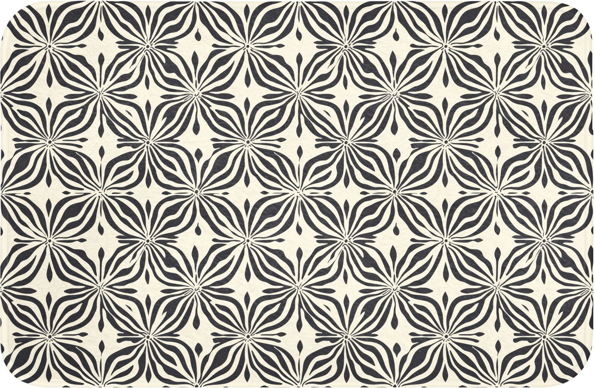 Zwarte antislip toiletmat met grafisch patroon, 60 x 40 cm