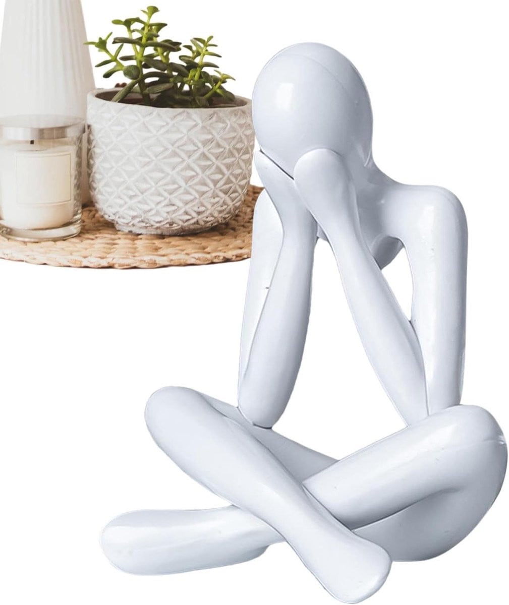 Abstract Denker Beeld - Kunstzinnig Wit Figuur voor Interieur Decoratie
