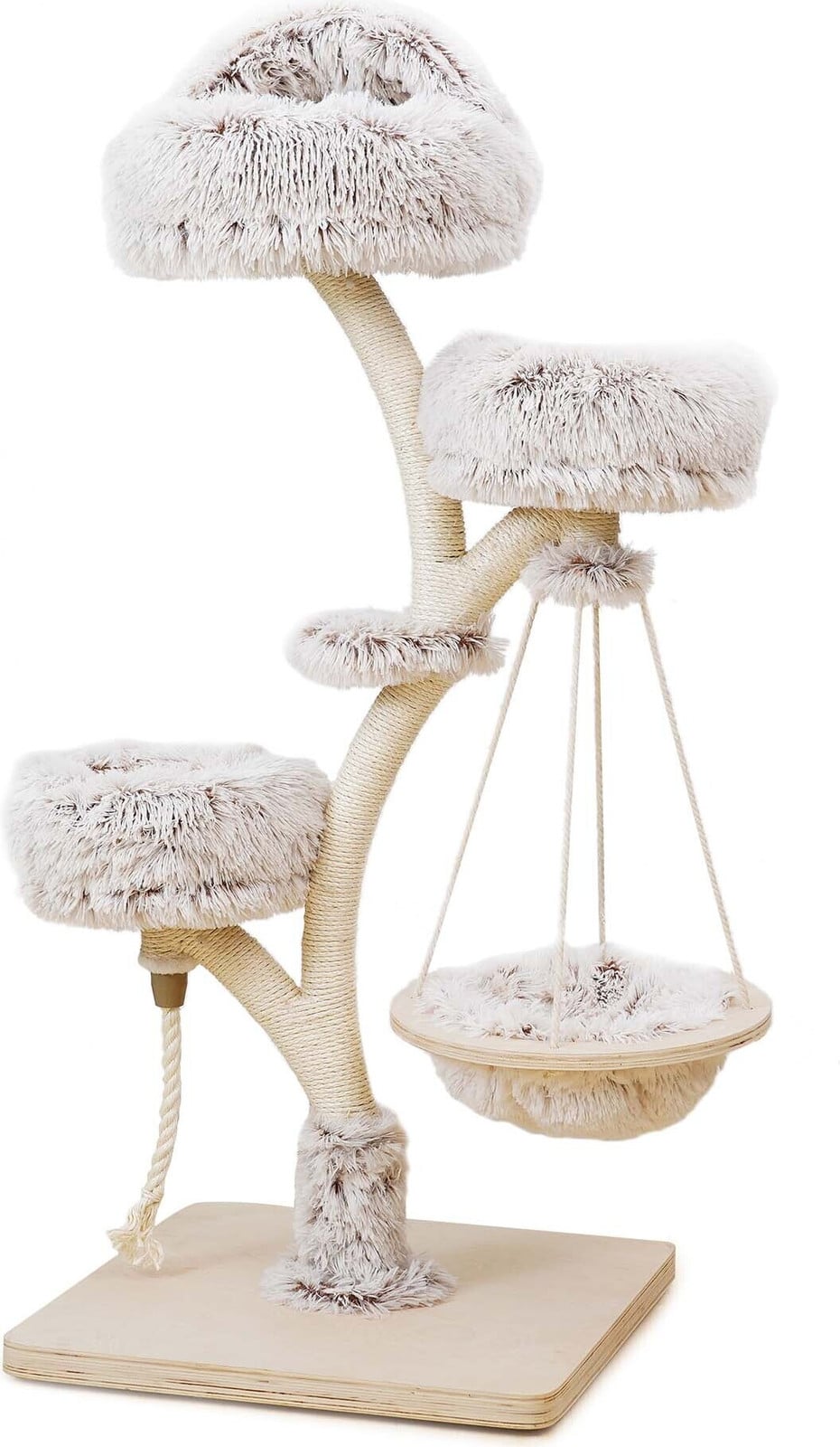 Fudajo Design Krabboom in Takkenstijl, Krabpaal voor Katten met Pluche en Sisal, Klimboom met Hangende Ligplaats, Hoogte: 130 cm