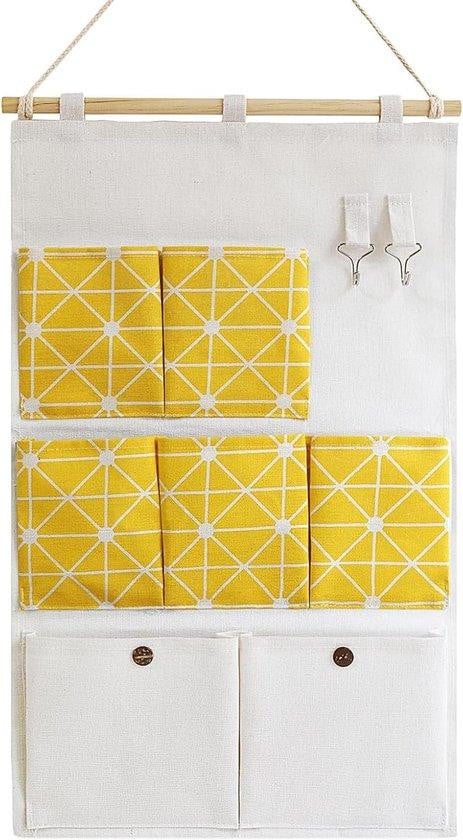 Wand Organizer Hangende Opbergtas met 7 Vakken - Geel - 35 x 58 cm