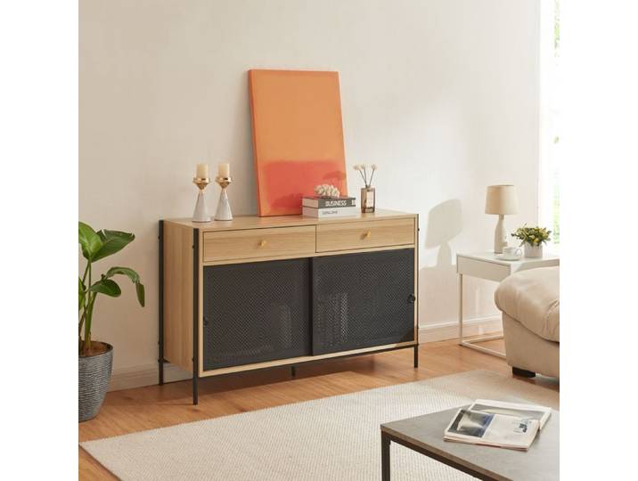 Meuble TV Tysnes 120 x 40 x 75 cm effet chêne noir