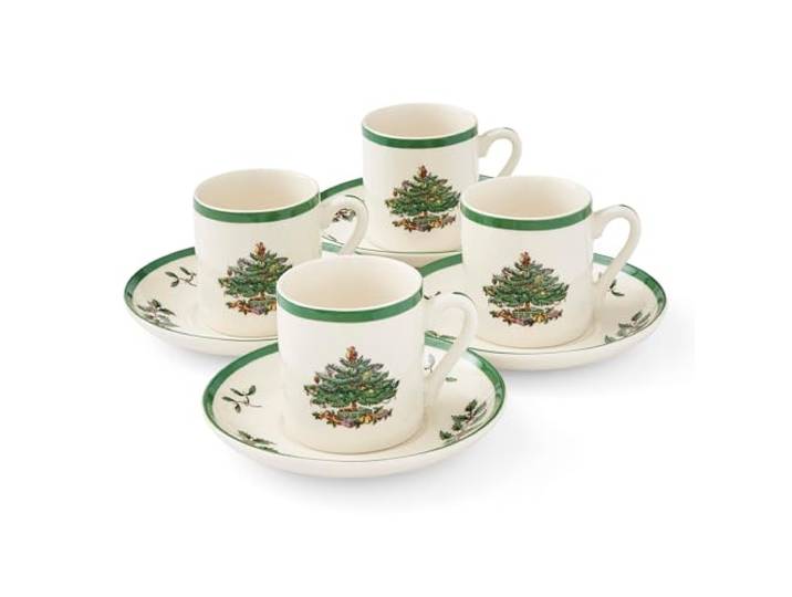 Spode Christmas Tree Espresso Cup and Saucer\, Set of 4 by Spode
