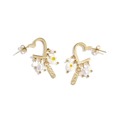 Paar Ohrhänger ADELIA´S "LIVAYA", Damen, Gr. Damen, Edelstahl, gold (goldfarben), Ohrringe, Modisch durch offene Herzformen und bewegliche Anhänger