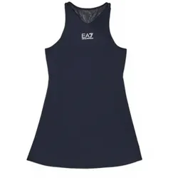 EA7 für Mädchen. 8NFA51_FJGBZ Tennis Pro Kleid aus technischem Gewebe Ventus7 navy (6Años= 118cm), Sportlich, Tennis/Padel, Polyester, Ärmel