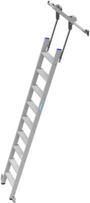 Stufen-Regalleiter, aluminium, fahrbar, 9 Stufen
